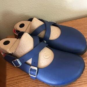 Birkenstock Birki's 2 strap Maryjane euro 38 navy blue americana footbed